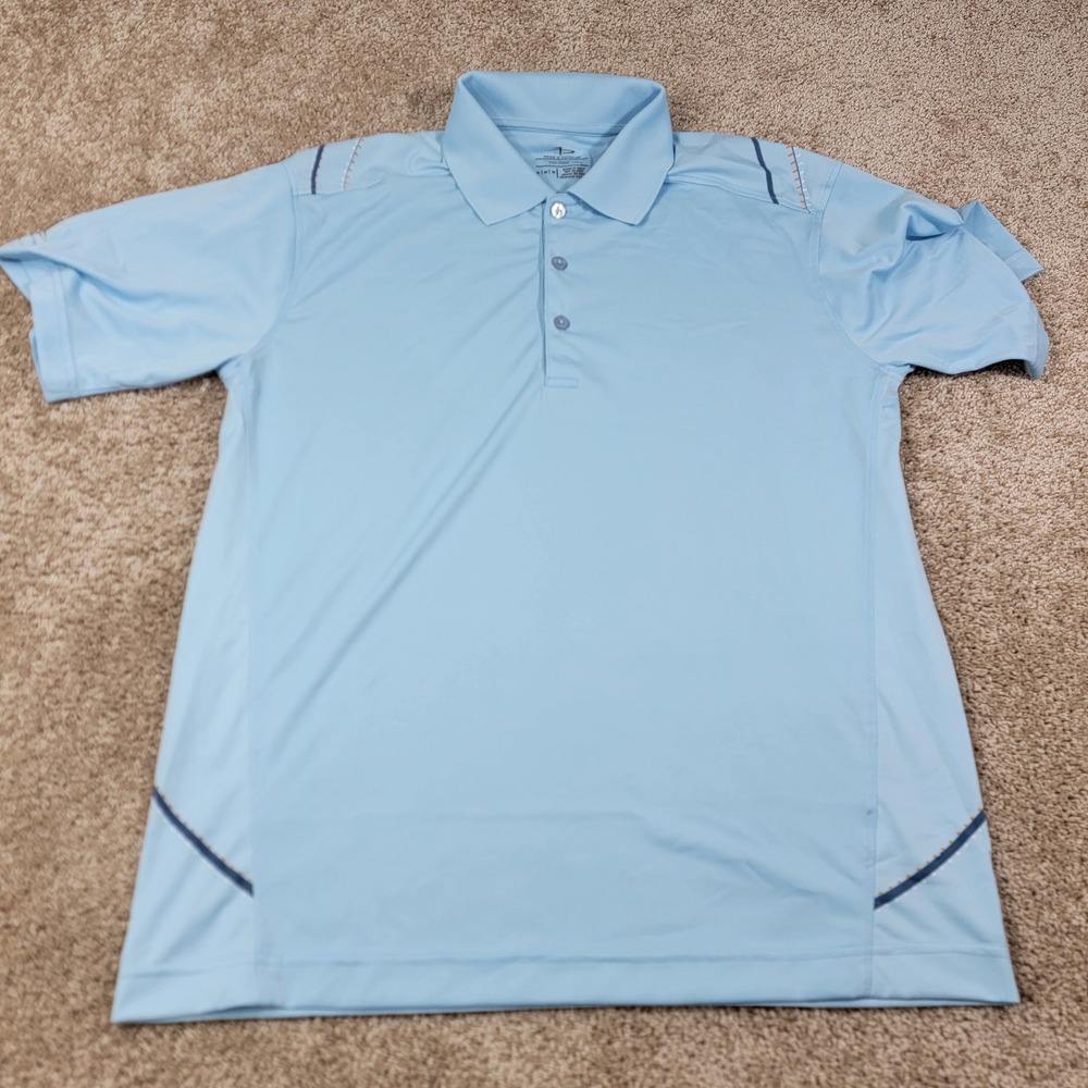 Page & Tuttle Cool Swing Mens Golf Polo Shirt Light Blue Short Sleeve Size Med